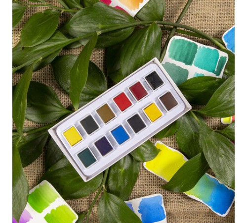 Акварель художественная в кюветах НАБОР 12 цветов по 2,5 г, BRAUBERG ART DEBUT, 191776