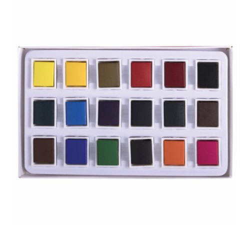 Акварель художественная в кюветах НАБОР 18 цветов по 2,5 г, BRAUBERG ART DEBUT, 191777