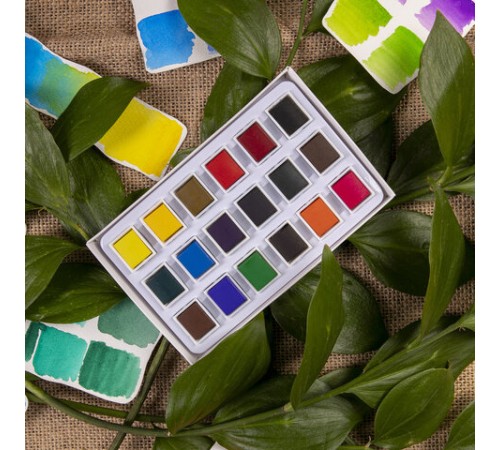 Акварель художественная в кюветах НАБОР 18 цветов по 2,5 г, BRAUBERG ART DEBUT, 191777