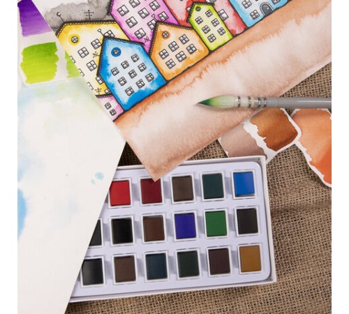 Акварель художественная в кюветах НАБОР 24 цвета по 2,5 г, BRAUBERG ART DEBUT, 191778