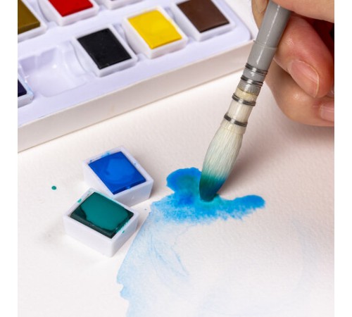 Акварель художественная в кюветах НАБОР 24 цвета по 2,5 г, BRAUBERG ART DEBUT, 191778