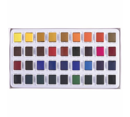 Акварель художественная в кюветах НАБОР 36 цветов по 2,5 г, BRAUBERG ART DEBUT, 191779