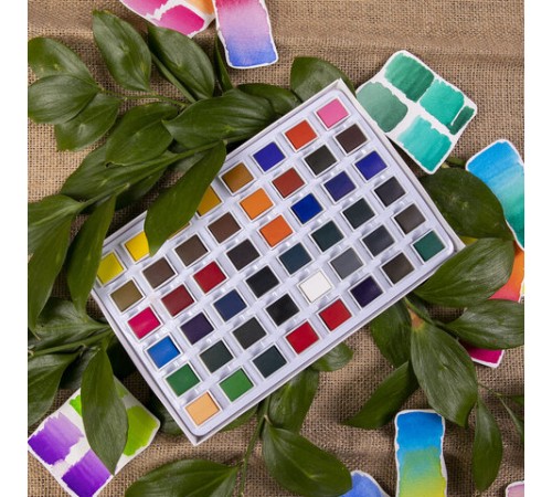 Акварель художественная в кюветах НАБОР 48 цветов по 2,5 г, BRAUBERG ART DEBUT, 191780