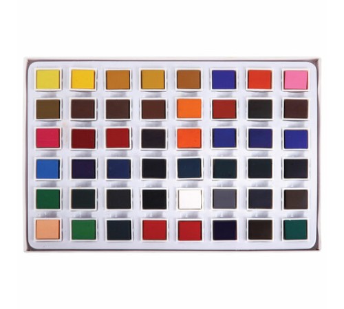 Акварель художественная в кюветах НАБОР 48 цветов по 2,5 г, BRAUBERG ART DEBUT, 191780