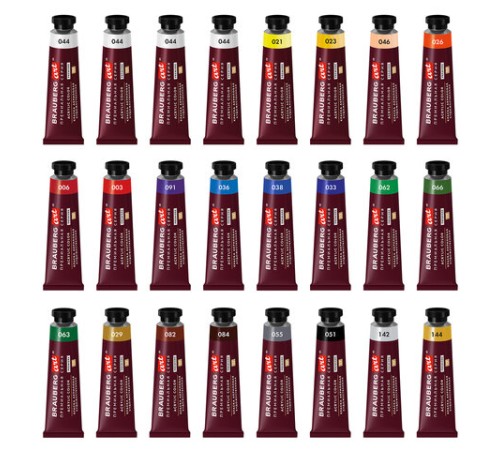 Краски акриловые художественные BRAUBERG ART PREMIERE, НАБОР 24 шт., в тубах по 22 мл, 191782