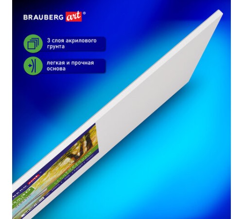Холст на картоне, 20х30 см, 280 г/м2, грунтованный, 100% хлопок, BRAUBERG ART CLASSIC, 192184