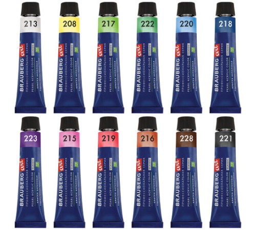 Краски акриловые художественные ПЕРЛАМУТРОВЫЕ, НАБОР 12 цветов в тубах по 12 мл, BRAUBERG ART CLASSIC, 192243