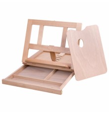 Мольберт настольный из бука с выдвижным ящиком, 34,5х26х27 см, холст до 30 см, BRAUBERG ART, 192247
