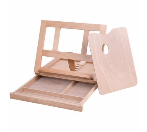 Мольберт настольный из бука с выдвижным ящиком, 34,5х26х27 см, холст до 30 см, BRAUBERG ART, 192247