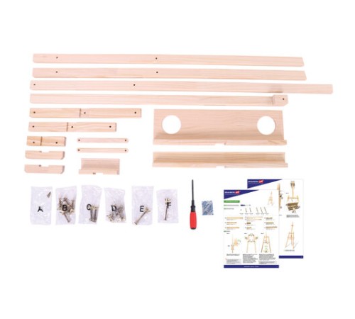 Мольберт напольный из сосны Лира с полкой, 170х55х70 см, высота холста до 107 см, BRAUBERG ART CLASSIC, 192261