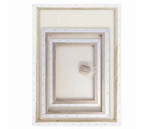 Холсты на подрамнике НАБОР 3 шт. (30х40 см, 40х50 см, 50х70 см), 280 г/м2, грунт, хлопок, BRAUBERG ART, 192270