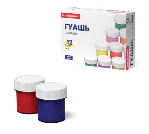 Гуашь ERICH KRAUSE Basic, 12 цветов по 17 мл, картонная упаковка, 50544