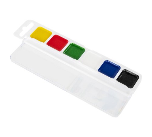 Краски акварельные BRAUBERG KIDS, медовые, 6 цветов, квадратные кюветы, пластиковый пенал, 192281