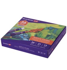 Краски акриловые художественные НАБОР 36 штук, 31 цвет по 12 мл в тубах, BRAUBERG ART DEBUT, 192294