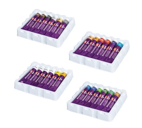 Краски акриловые художественные, НАБОР 24 штуки, 21 цвет по 22 мл, в тубах, BRAUBERG ART DEBUT, 192301