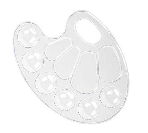 Палитра для рисования BRAUBERG KIDS, прозрачная, овальная, 10 ячеек (6 ячеек для красок и 4 для смешивания), европодвес, 192354