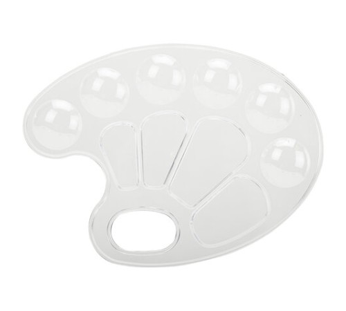 Палитра для рисования BRAUBERG KIDS, прозрачная, овальная, 10 ячеек (6 ячеек для красок и 4 для смешивания), европодвес, 192354