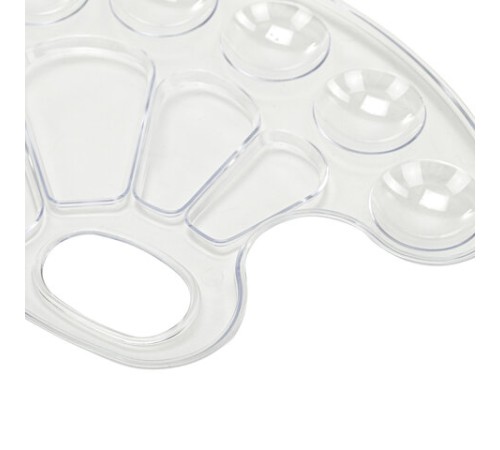 Палитра для рисования BRAUBERG KIDS, прозрачная, овальная, 10 ячеек (6 ячеек для красок и 4 для смешивания), европодвес, 192354