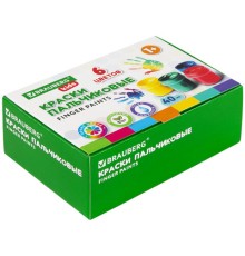 Краски пальчиковые для малышей от 1 года, КЛАССИКА, 6 цветов по 40 мл, BRAUBERG KIDS, 192396