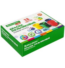 Краски пальчиковые для малышей от 1 года, КЛАССИКА, 12 цветов по 40 мл, BRAUBERG KIDS, 192397