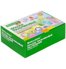 Краски пальчиковые пастельные для малышей от 1 года, 6 цветов по 40 мл, BRAUBERG KIDS, 192398