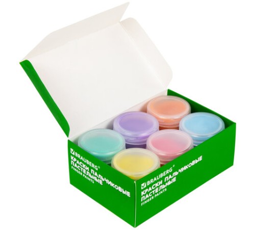 Краски пальчиковые пастельные для малышей от 1 года, 6 цветов по 40 мл, BRAUBERG KIDS, 192398
