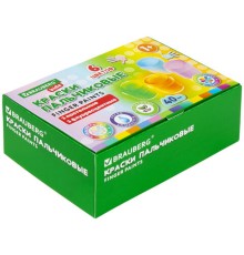 Краски пальчиковые для малышей от 1 года, 6 цветов (3 пастельных + 3 флуоресцентных) по 40 мл, BRAUBERG KIDS, 192400