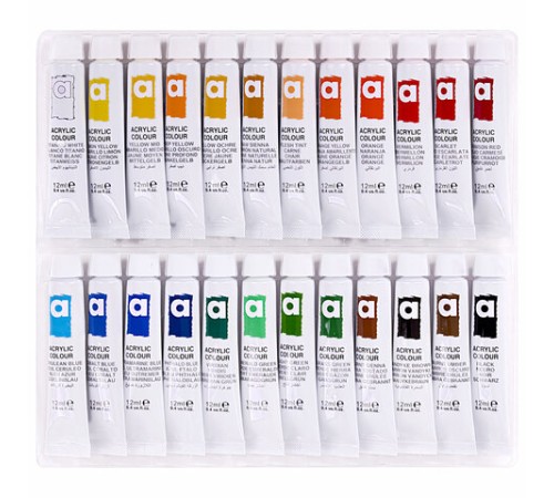 Краски акриловые художественные 24 цвета в тубах по 12 мл, BRAUBERG HOBBY, 192404