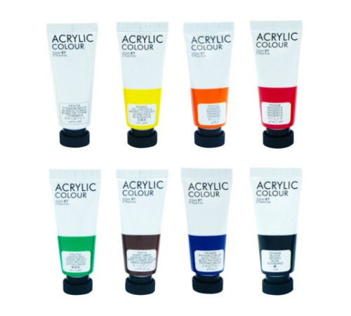 Краски акриловые художественные 8 цветов в тубах по 22 мл, BRAUBERG HOBBY, 192405