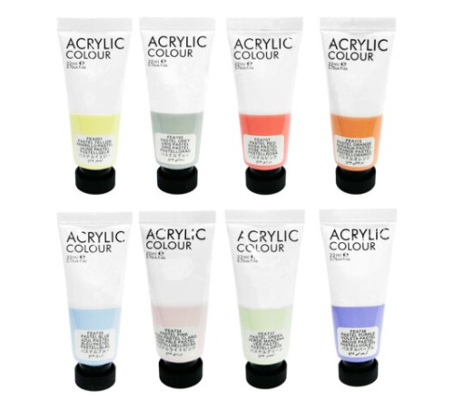 Краски акриловые художественные 8 ПАСТЕЛЬНЫХ цветов в тубах по 22 мл, BRAUBERG HOBBY, 192406