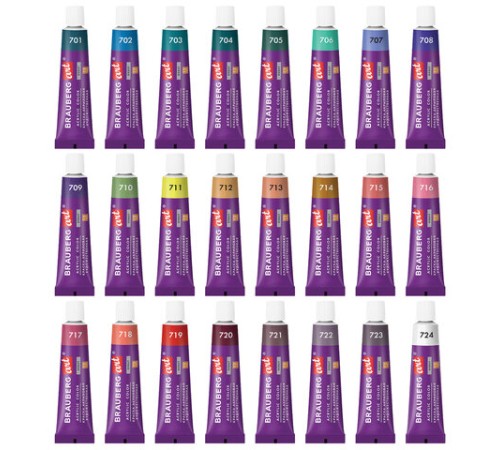 Краски акриловые художественные 24 ПАСТЕЛЬНЫХ цвета в тубах по 12 мл, BRAUBERG ART 