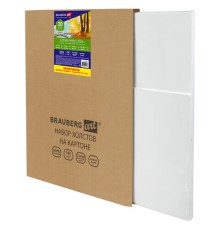 Холсты на картоне НАБОР 20 штук, 280 г/м2, грунт, 100% хлопок, BRAUBERG ART CLASSIC, 192431