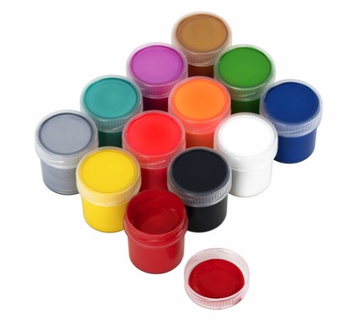 Краски акриловые для рисования и творчества 12 цветов по 20 мл (6 базовых + 6 с эффектами) BRAUBERG HOBBY, 192439