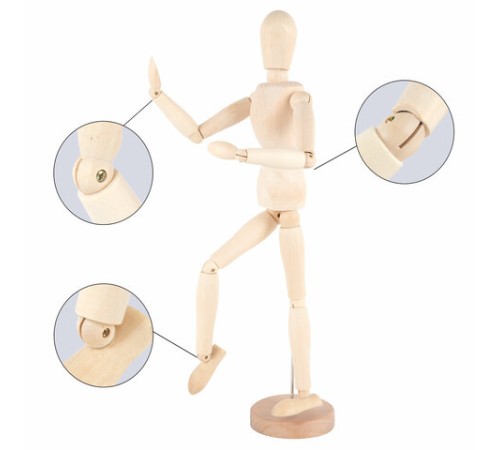 Манекен человека художественный, высота 43 см, натуральное дерево, BRAUBERG ART CLASSIC, 192514