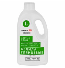 Краска акриловая художественная ГЛЯНЦЕВАЯ, 1000 мл бутыль, белила титановые, BRAUBERG ART, 192541
