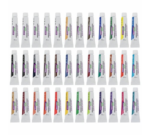 Краски акриловые художественные 36 шт. по 12 мл, холсты 3 шт., кисти 6 шт., аксессуары, 50 предметов, BRAUBERG HOBBY, 192545