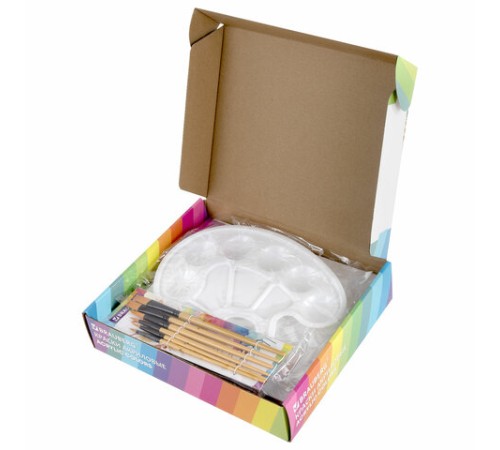 Краски акриловые художественные 36 шт. по 12 мл, холсты 3 шт., кисти 6 шт., аксессуары, 50 предметов, BRAUBERG HOBBY, 192545