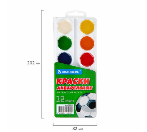 Краски акварельные BRAUBERG 12 цветов 