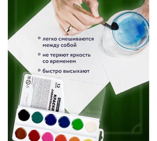 Краски акварельные BRAUBERG 12 цветов 