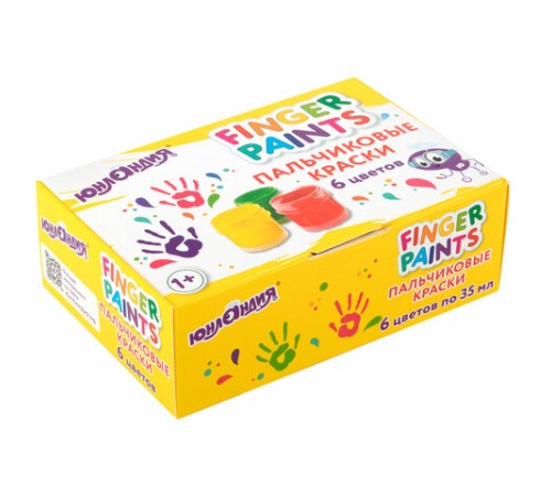 Краски пальчиковые для малышей от 1 года, классические цвета, 6 по 35 мл, ЮНЛАНДИЯ, 192567