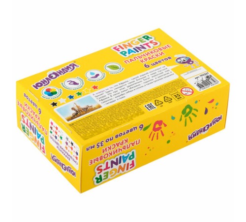 Краски пальчиковые для малышей от 1 года, классические цвета, 6 по 35 мл, ЮНЛАНДИЯ, 192567