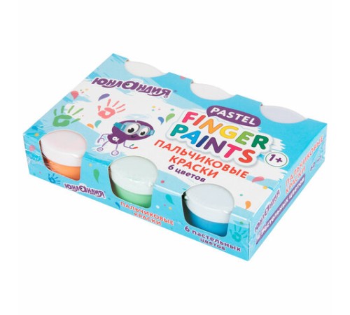Краски пальчиковые для малышей от 1 года, пастельные цвета, 6 по 60 мл, ЮНЛАНДИЯ, 192569