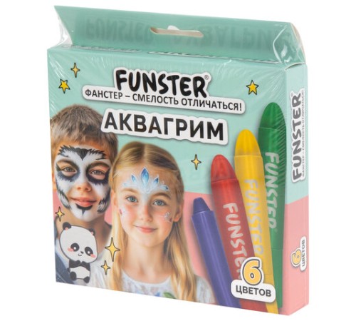 Аквагрим для лица и тела, 6 ярких цветов, FUNSTER (ФАНСТЕР), легко смываются, 192571
