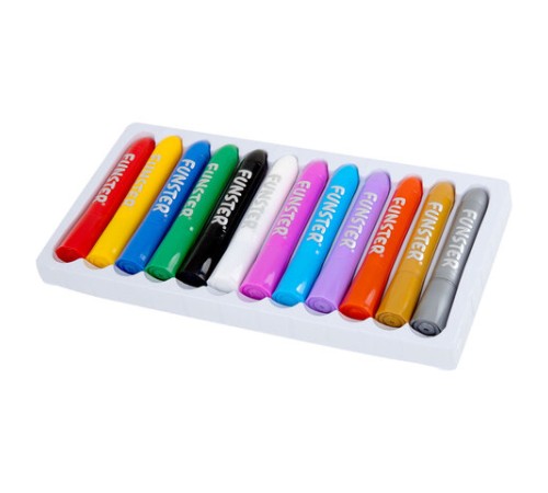 Аквагрим для лица и тела, 12 цветов (10 классических + золото + серебро), 10 трафаретов, FUNSTER (ФАНСТЕР), 192572