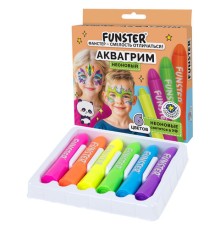 Аквагрим для лица и тела, 6 НЕОНОВЫХ цветов, FUNSTER (ФАНСТЕР), легко смываются, 192573