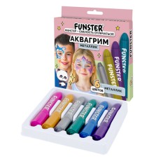 Аквагрим для лица и тела, 6 цветов МЕТАЛЛИК, FUNSTER (ФАНСТЕР), легко смываются, 192574