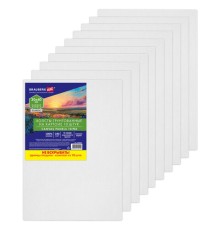 Холсты на картоне НАБОР 10 штук (30х40 см), хлопок, грунт, 280 г/м2, BRAUBERG ART CLASSIC, 192659
