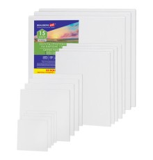 Холсты на картоне НАБОР 15 штук, хлопок, грунт, 280 г/м2, BRAUBERG ART CLASSIC, 192662