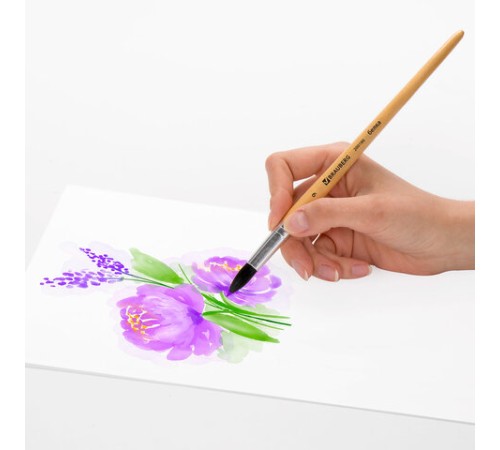 Кисть BRAUBERG, белка, круглая, № 9, 200186