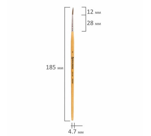 Кисть BRAUBERG, пони, круглая, № 2, 200188